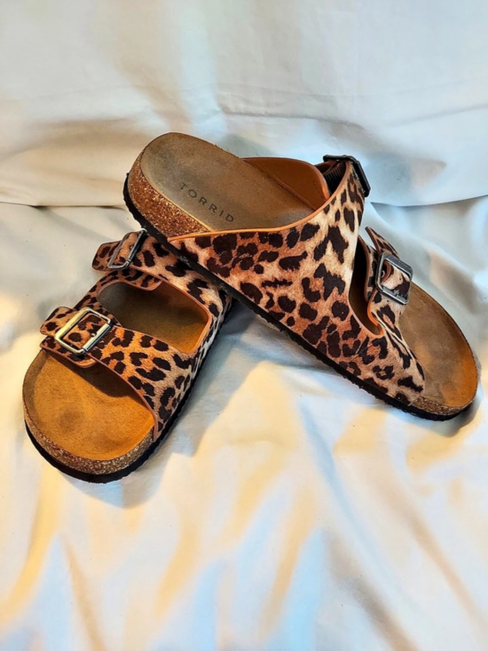 Torrid Leopard Print Two Strap Buckle Slide Sandals Wide Width WW Size 7.5